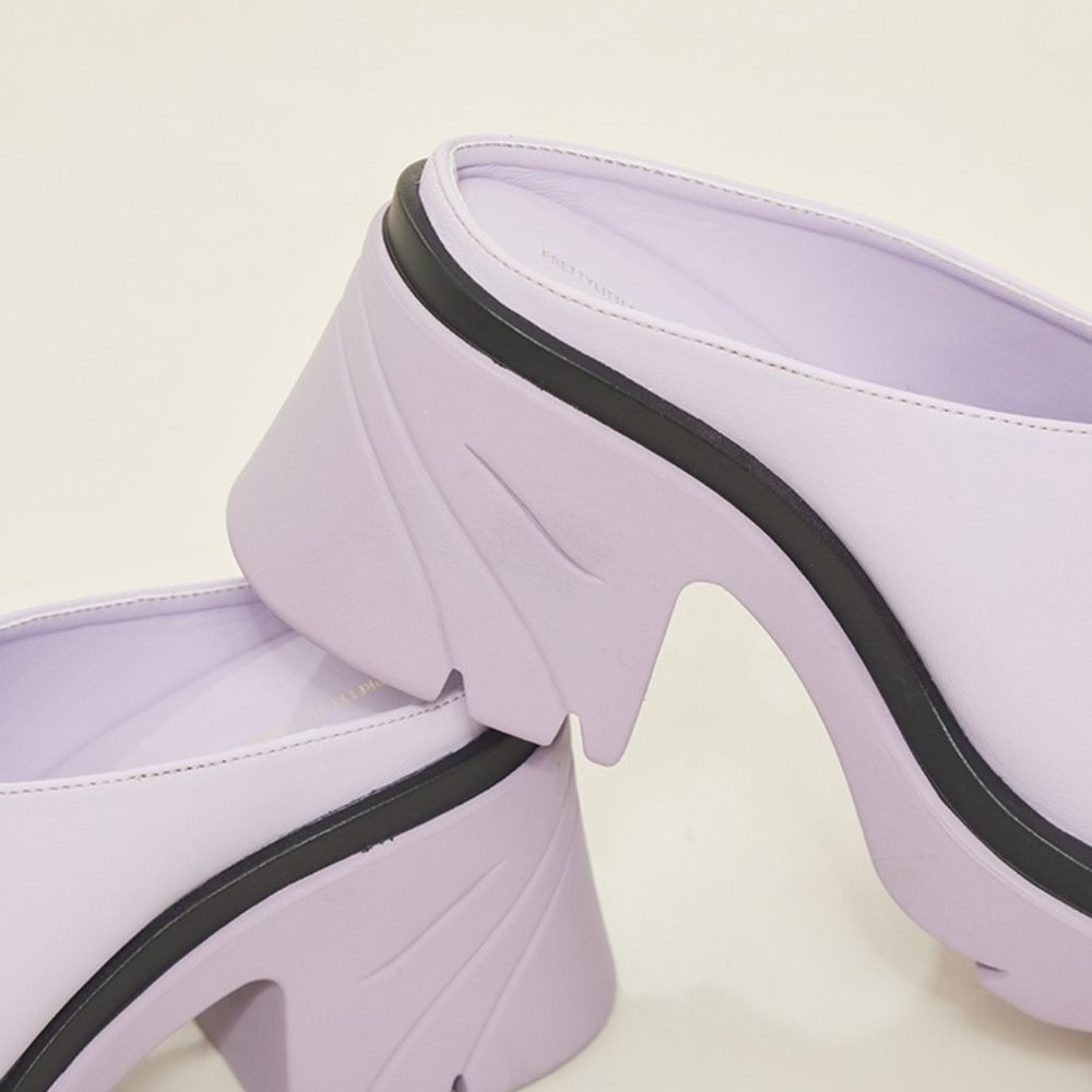 Lilac Platform Contrast Chunky Sole Heeled Sandals - Picture 3 of 8